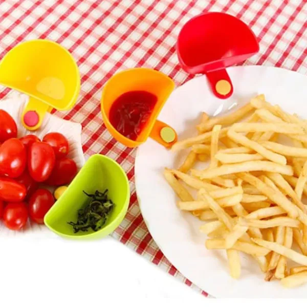 4 stk. flerfarvede dyppesauceskåle serveringsskåle krydderibeholder til salt ketchup sukkereddike Online