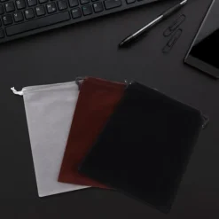 Opbevaringsposer Til Hjemmet>3 stk. flocking stof snørepose støvtæt opbevaringspose til smykker gave slik telefon