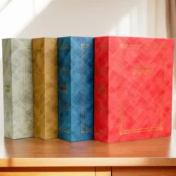 3 stk. fotoalbummer, 200 stk. 6-tommer fotos, rød, blå, gul Outlet