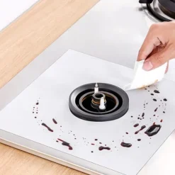 6 stk. gaskomfurmåtte, rengøringsmåtte til gaskomfur, overfladebeskytter, køkkenredskabstilbehør, sølv Best