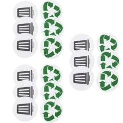 18 stk. genanvendelige miljømærker, affald, genbrug, selvklæbende, vandtætte etiketter til hjemmet og udendørs brug
