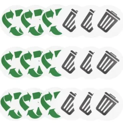 18 stk. genanvendelige miljømærker, affald, genbrug, selvklæbende, vandtætte etiketter til hjemmet og udendørs brug