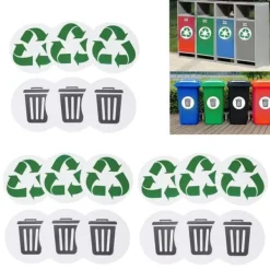 18 stk. genanvendelige miljømærker, affald, genbrug, selvklæbende, vandtætte etiketter til hjemmet og udendørs brug