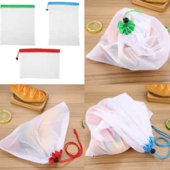 16 stk. genanvendelige vaskbare grøntsags- og frugtposer med opbevaringspose med snørelukning Discount