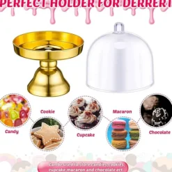 24 stk. guld klare plastik mini kageopsatser med kuppelformede låg, dessert tallerkener med kuppelformede låg til fødselsdag, bryllup, ferie, festart | CDON Online