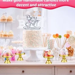 24 stk. guld klare plastik mini kageopsatser med kuppelformede låg, dessert tallerkener med kuppelformede låg til fødselsdag, bryllup, ferie, festart | CDON Online