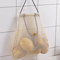 3 stk. hængende netopbevaringsposer til frugt, kartofler, løg, grøntsager, genanvendelige netopbevaringsposer Sale