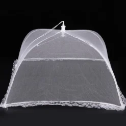 2 stk. husholdningsmadparaply foldbar madopbevaring netovertræk telt køkkentilbehør netkant hvid 43x43cm Best