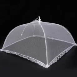 2 stk. husholdningsmadparaply foldbar madopbevaring netovertræk telt køkkentilbehør netkant hvid 43x43cm Best