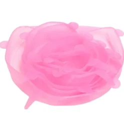 6 stk. låg til madforsegling, udvideligt, genanvendeligt, grøntsags- og frugtforsegling til køkkenbrug, lyserød