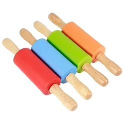 4 stk. mini kagerulle med træhåndtag, non-stick silikone kageruller til hjemmekøkken, bageværktøj til børn Best