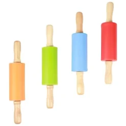 4 stk. mini kagerulle med træhåndtag, non-stick silikone kageruller til hjemmekøkken, bageværktøj til børn Best