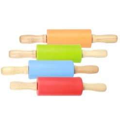 4 stk. mini kagerulle med træhåndtag, non-stick silikone kageruller til hjemmekøkken, bageværktøj til børn Best