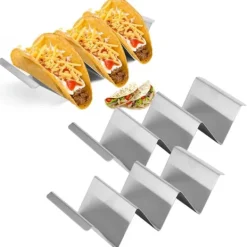 2 stk. opbevaringsstativ til taco-pandekager i rustfrit stål til restaurant, hotel, hjemmekøkken, type 2 Hot
