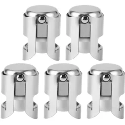 5 stk. rustfrit stål champagneprop vin drikkeflaskepropforsegler til brug i hjemmebarer Clearance