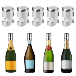 5 stk. rustfrit stål champagneprop vin drikkeflaskepropforsegler til brug i hjemmebarer Clearance