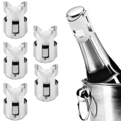 5 stk. rustfrit stål champagneprop vin drikkeflaskepropforsegler til brug i hjemmebarer Clearance