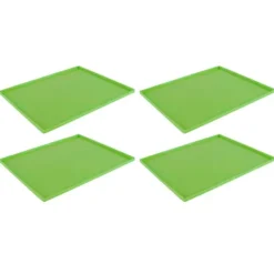 4 stk. silikone dehydratormåtter til fødevarekvalitet, høj temperaturbestandighed, forhindrer fastklæbende frugtdehydratorbakker med kant, grøn Hot