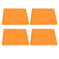 4 stk. silikone dehydratormåtter til fødevarekvalitet, høj temperaturbestandighed, forhindrer fastklæbende frugtdehydratorbakker med kant, orange Clearance