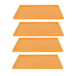 4 stk. silikone dehydratormåtter til fødevarekvalitet, høj temperaturbestandighed, forhindrer fastklæbende frugtdehydratorbakker med kant, orange Clearance