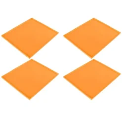 4 stk. silikone dehydratormåtter til fødevarekvalitet, høj temperaturbestandighed, forhindrer fastklæbende frugtdehydratorbakker med kant, orange Clearance