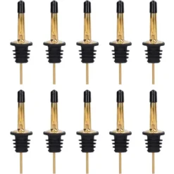 10 stk. spiritusskænkeprop i rustfrit stål til vin, barværktøj til bar, hjemmerestauranter (guld, sort, kort hætte) Best