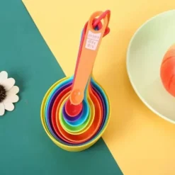 12 stk. spiseskefulde målebægersæt plastik PP gradueret måleske til konditori køkken bageværktøj Clearance