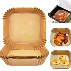 Fritøse>50 stk Square Airfryer Papir - Bagepapir til Airfryer 20cm