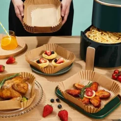 Fritøse>50 stk Square Airfryer Papir - Bagepapir til Airfryer 20cm
