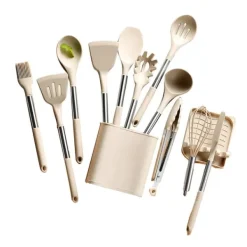 13 stk sæt kogegrej rustfrit stål silikone ske spatel øs køkkengrej sæt