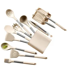 13 stk sæt kogegrej rustfrit stål silikone ske spatel øs køkkengrej sæt