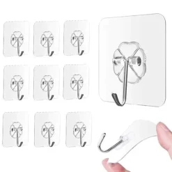 9 stk stærke klæbekroge, selvklæbende vægkroge til ophængning af nøgler, håndklæder, frakker, skadefri vægbeslag til badeværelse, køkken Sale