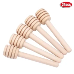 Stegepipetter>24 stk. træ honning drypper pind server syltetøj sirup drypper omrører stang køkkengadgets (8 cm)