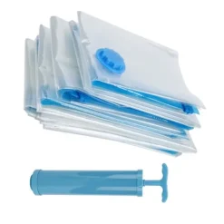 6 stk. vakuumopbevaringspose til quilt, gennemsigtig rejsetæppe, tøj, vakuumkomprimeret pose (vakuumopbevaringspose + håndpumpe) New