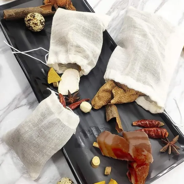 Opbevaringsposer Til Hjemmet>30 stk. 10x15 cm, naturlige ublegede bomuldsposer til krydderier/urter/tebreve, muslinposer til husholdningsartikler