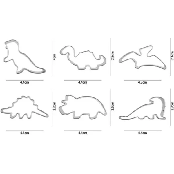 6 stk./sæt dinosaurformet form i rustfrit stål kiksform bageværktøj Clearance