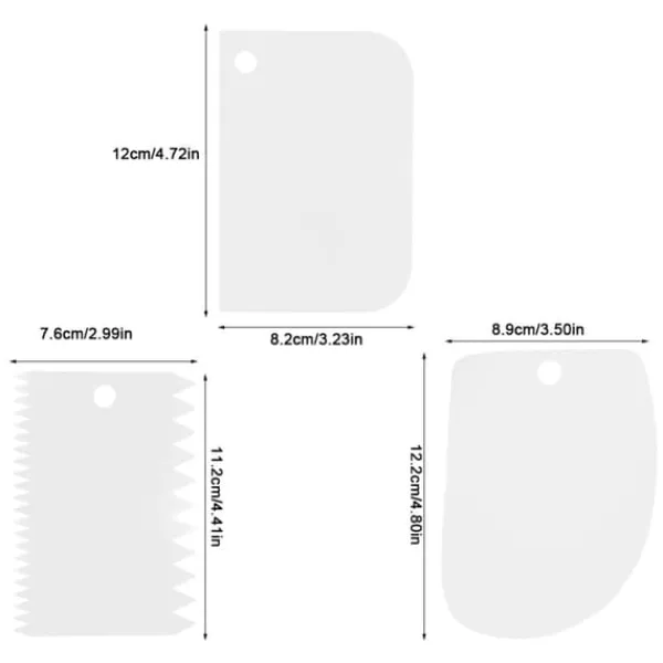 Køkkenskrabere>3 stk/sæt plastik creme dejskraber udstikker spatler til kagedekoration