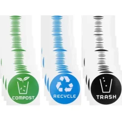 60 stk./sæt runde genbrugsaffaldskompostklistermærker til skraldespande, affaldsbeholdere, genbrugsbeholdere Sale