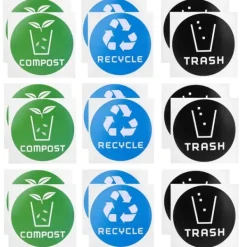 60 stk./sæt runde genbrugsaffaldskompostklistermærker til skraldespande, affaldsbeholdere, genbrugsbeholdere Sale