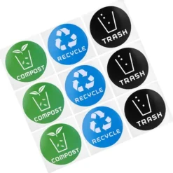60 stk./sæt runde genbrugsaffaldskompostklistermærker til skraldespande, affaldsbeholdere, genbrugsbeholdere Sale