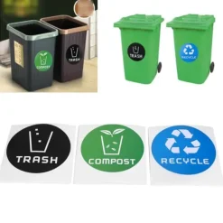 60 stk./sæt runde genbrugsaffaldskompostklistermærker til skraldespande, affaldsbeholdere, genbrugsbeholdere Sale