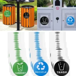 60 stk./sæt runde genbrugsaffaldskompostklistermærker til skraldespande, affaldsbeholdere, genbrugsbeholdere Sale