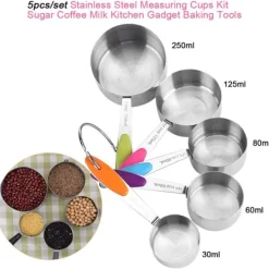 5 stk/sæt rustfri stål målebægre sæt sukker kaffe mælk køkkengadget bageværktøj Outlet