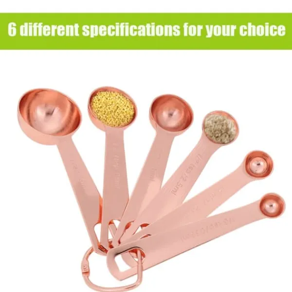 6 stk./sæt rustfri stål måleskeer tørre og flydende ingredienser madlavning bageværktøj Online