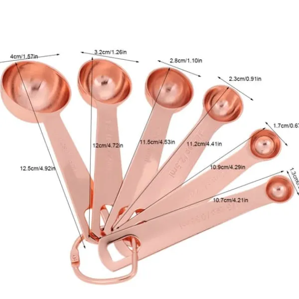 6 stk./sæt rustfri stål måleskeer tørre og flydende ingredienser madlavning bageværktøj Online