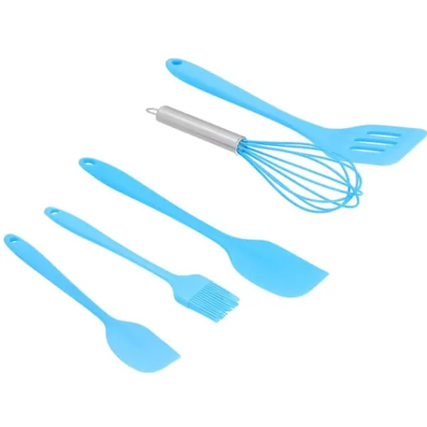 5 stk./sæt silikone spatel gør-det-selv køkkenredskab bageværktøj kagedekoration til hjemmebageri blå Discount