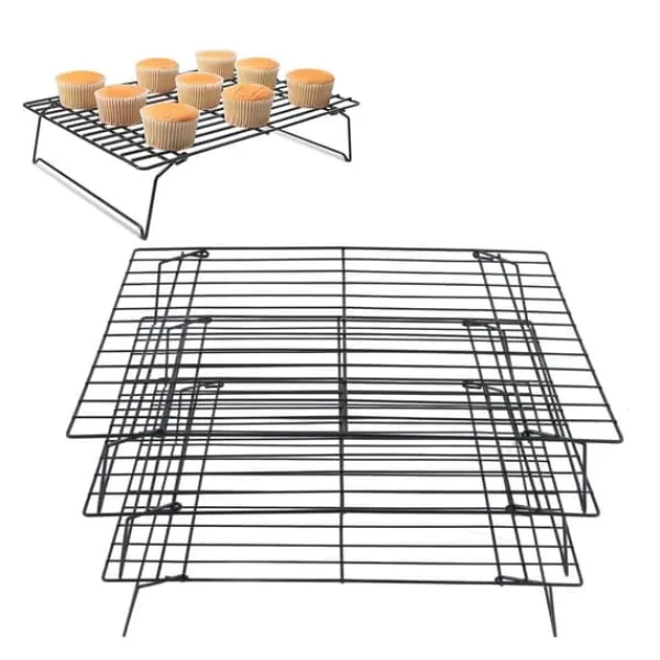 Afkølingsriste>13 tums järnstativ 3 lager non-stick kylställ för matlagning bakning av kaka kex