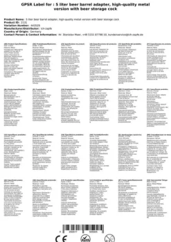 Adapter til øltønde, Adapter til ølfad 5L, høj kvalitet metal med Bierabstellhahn, Stigerør med fitting Best