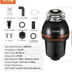 Affaldskværn, 21x21x39 cm, madaffaldsdisposer Sale