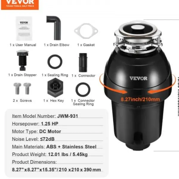 Affaldskværn, 21x21x39 cm, madaffaldsdisposer Sale